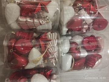 100 palline natale assortite bianche rosa rosse