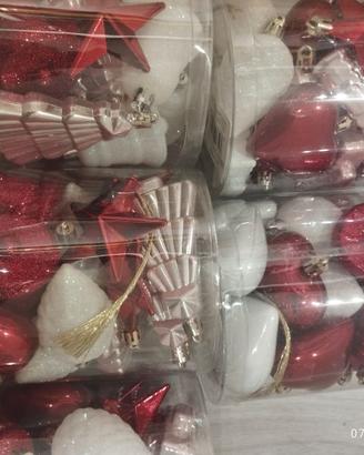 100 palline natale assortite bianche rosa rosse