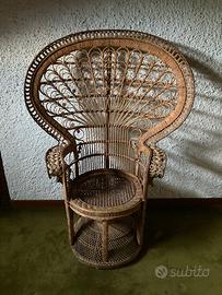 POLTRONA VIMINI VINTAGE ANNI 70