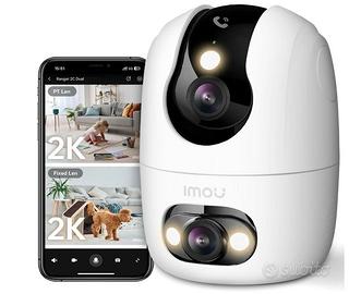 3K Telecamera WiFi Interno Doppio Obiettivo con On