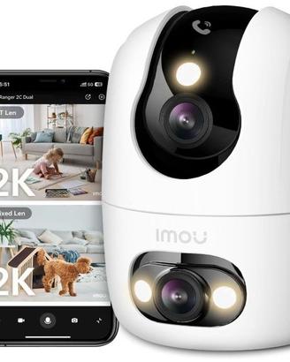 3K Telecamera WiFi Interno Doppio Obiettivo con On