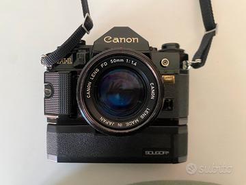 Canon A1 motorizzata e con flash professionali