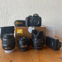 Nikon D3100 con ottiche 18-55mm, 35mm, 28-200mm
