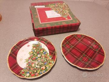 set 2 piatti piattini Natale porcellana Brandani