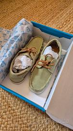 Mocassino in suede, verde chiaro, nr 38.