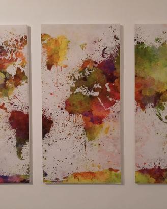 quadro pannelli mappamondo