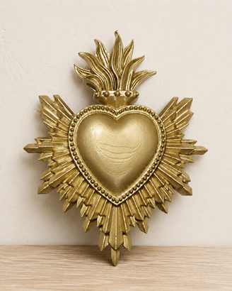 Cuore Ex Voto decorativo color oro – stile sacro