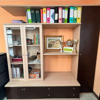 Mobile ufficio/soggiorno con vetrina e libreria
