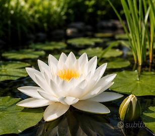 🌸 Ninfea da laghetto – fiore bianco 🤍🌿