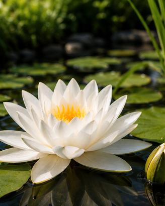 🌸 Ninfea da laghetto – fiore bianco 🤍🌿