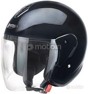 CASCO DEMI JET NERO LUCIDO CON VISIERA REDBIKE RB-