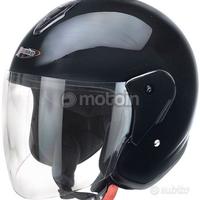 CASCO DEMI JET NERO LUCIDO CON VISIERA REDBIKE RB-