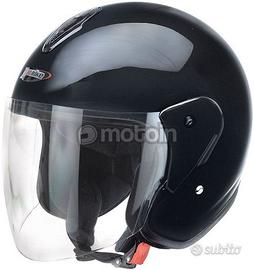 CASCO DEMI JET NERO LUCIDO CON VISIERA REDBIKE RB-