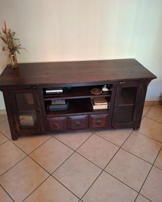 mobile legno scuro da ingresso/sala