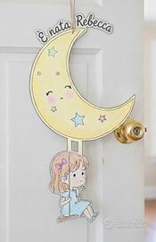 fiocco nascita  in legno 