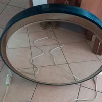 Specchio blu tondo con luce  