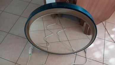 Specchio blu tondo con luce  