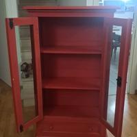 Vetrina a colonna Rosso Opaco – Stile Shabby