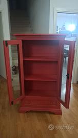Vetrina a colonna Rosso Opaco – Stile Shabby
