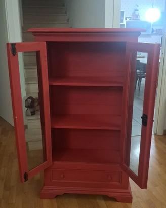 Vetrina a colonna Rosso Opaco – Stile Shabby