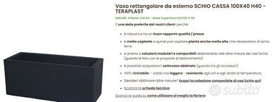 5x Vaso rettangolare SCHIO TERAPLAST 100X40 H40