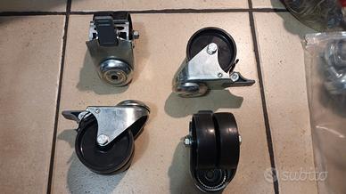 kit n. 4 ruote doppie girevoli con freno