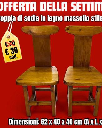 Coppia di Sedie da Esterno ed interno in Legno