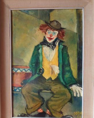 Quadro pittore Sbraci 1963 pittura Pagliaccio