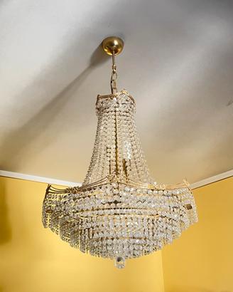 Lampadario in cristalli e ottone