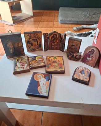 lotto icone sacre in legno vintage 
