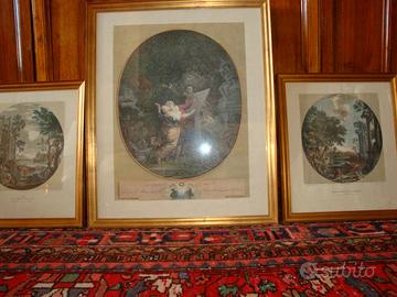 3 Importanti Incisioni in cornice.Francia'700-'800