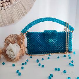 Borsa da cerimonia in perline turchesi.Handmade 🩵