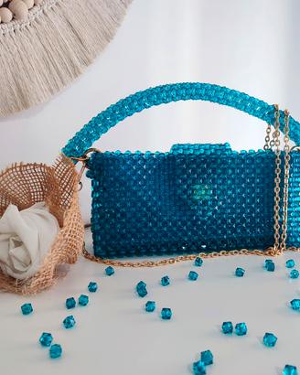 Borsa da cerimonia in perline turchesi.Handmade 🩵