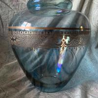 Vaso antico in vetro di Murano, decorato a mano