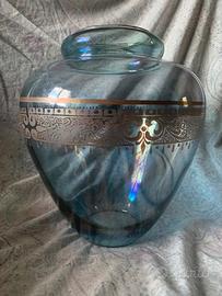 Vaso antico in vetro di Murano, decorato a mano