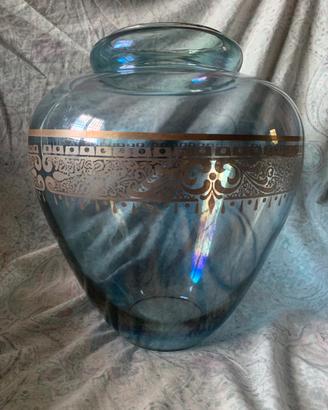 Vaso antico in vetro di Murano, decorato a mano