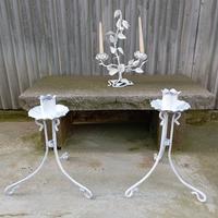 coppia di portaceri e portacandele in ferro battut