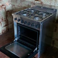 Modulo cucina con forno acciaio/vetro + cappa aspi