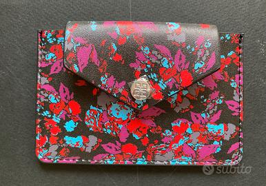 Portamonete in pelle con fantasia floreale
