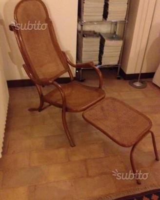 Rara sedia pieghevole Thonet con poggiapiedi 1865
