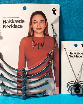 Set 2 Collane - Ciondoli con Ragno e Stile Osseo