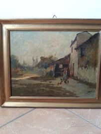 Olio su tela "la casa di campagna"