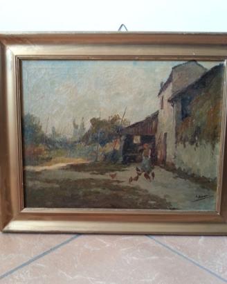 Olio su tela "la casa di campagna"