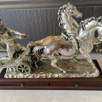 Cavalli peltro e argento con porta gioie