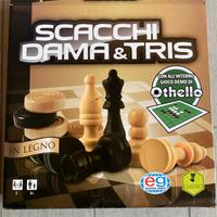 Gioco dama scacchi tris in legno