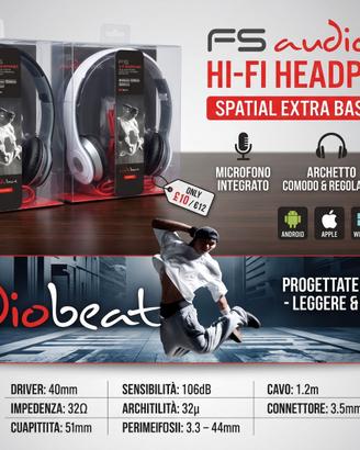 2 FS AudioBeat HI-FI Headphones 🎧 - Stock 2 pezzi