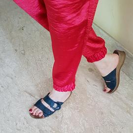 Scarpe donna. ciabatte  vera pelle blu  n. 38
