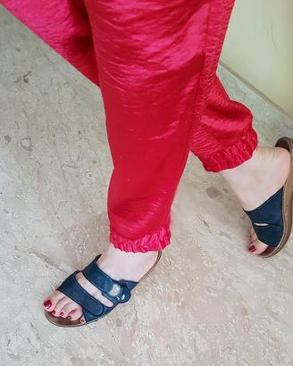 Scarpe donna. ciabatte  vera pelle blu  n. 38