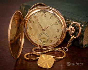 Orologio da tasca antico Savonette Gold Double