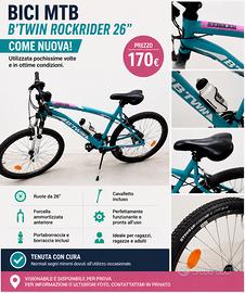 🚲 Bici MTB B’Twin Rockrider 26” – Come Nuova